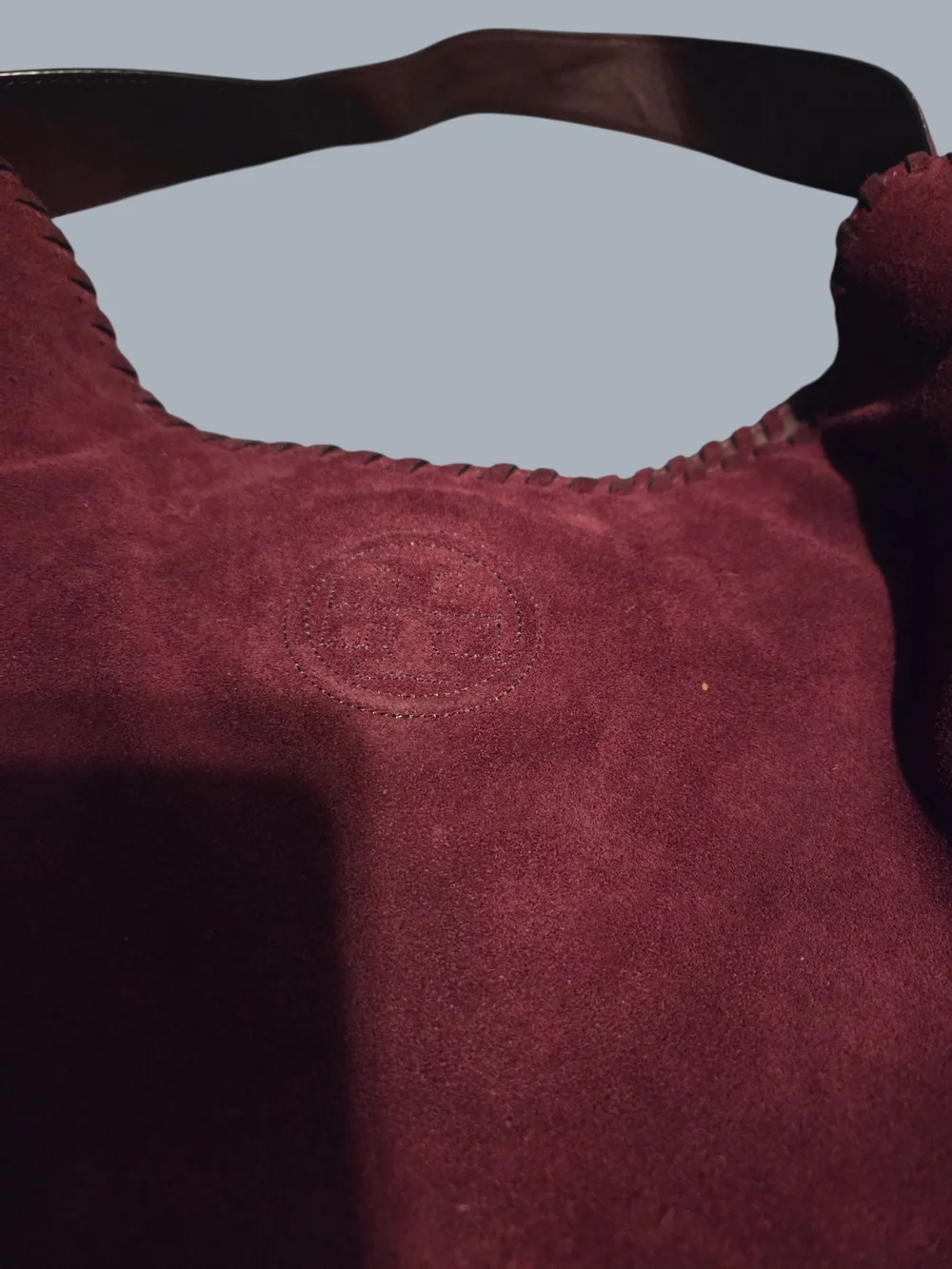 Tory Burch Suede Hobo Shoulder Bag - Burgundy